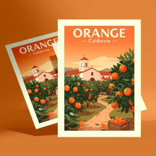 Vintag Orange California Postkarte