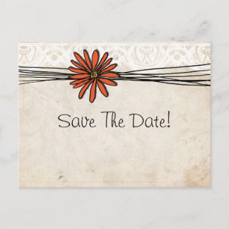 Vintag Orange Daisy Save the Date Ankündigungspostkarte