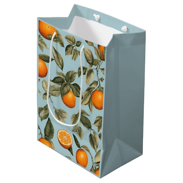 Vintag orange mittlere geschenktüte (Vorderseite Schrägansicht)