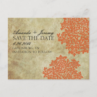 Vintag Orange Queen Anne's Lace Save the Date Ankündigungspostkarte