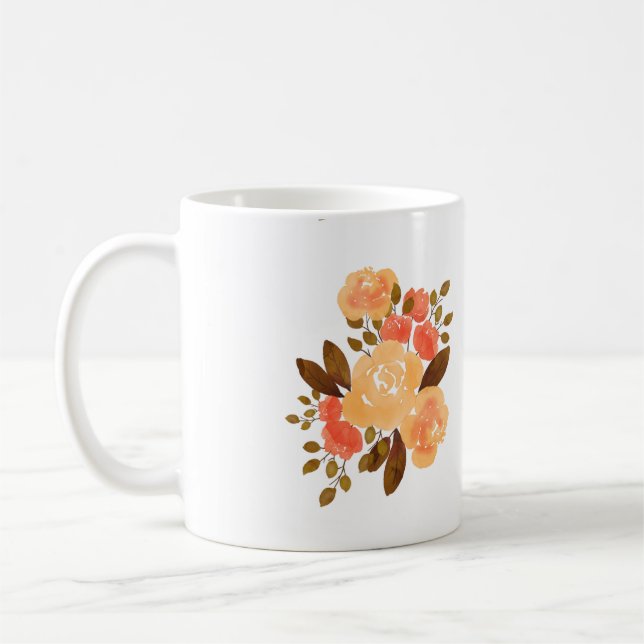 Vintag Orange Red Blume Floral Kaffeetasse (Links)