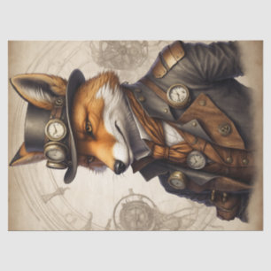Vintag Orange Steampunk Fox Seidenpapier