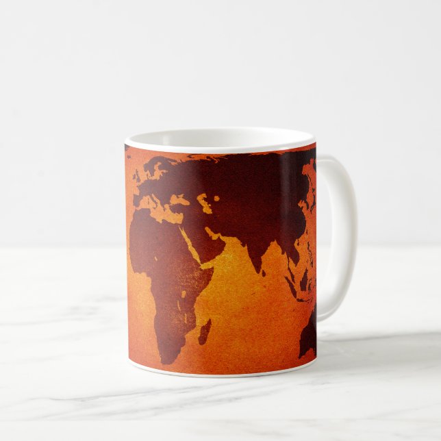 Vintag-orange-Weltkarte Kaffeetasse (VorderseiteRechts)