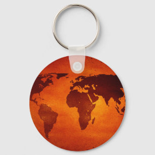 Vintag-orange-Weltkarte Schlüsselanhänger
