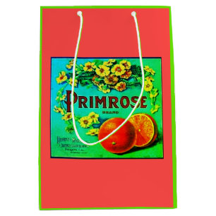 Vintag orangefarbene Fruchtkennzeichnung rot grün Mittlere Geschenktüte
