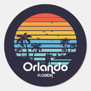 Vintag Orlando Florida Sunset Runder Aufkleber