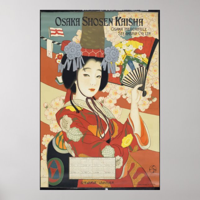 Vintag Osaka Shosen Kaisha Reiseposter Art Poster (Vorne)