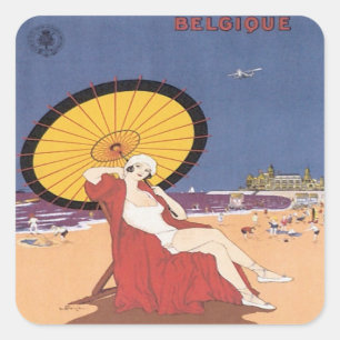 Vintag Ostende Belgien Quadratischer Aufkleber