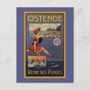 Vintag Ostende Sommerurlaubsreise Schönheit des Ba Postkarte
