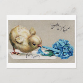 Vintag Osterchick Bouquet Postkarte