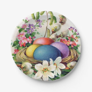 Vintag Ostereier Korbplatte Party Pappteller