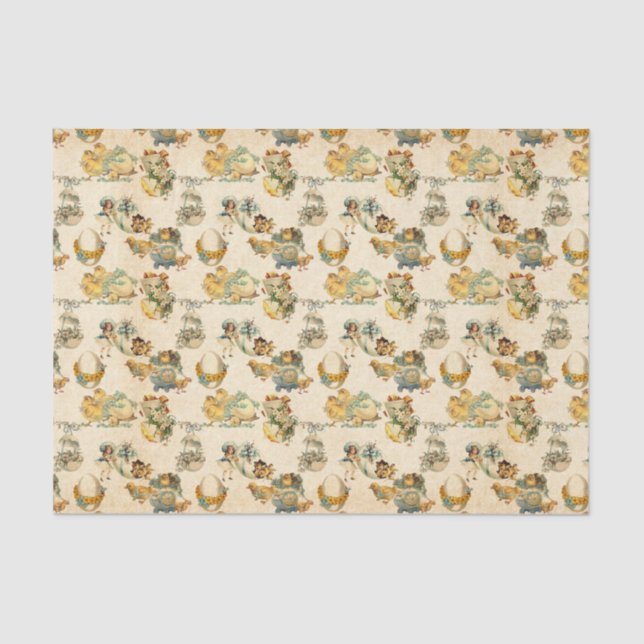 Vintag Ostergemischtes Party Seidenpapier (Vorderseite)