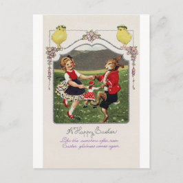 Vintag OsterGirl Bunny Chick Postkarte
