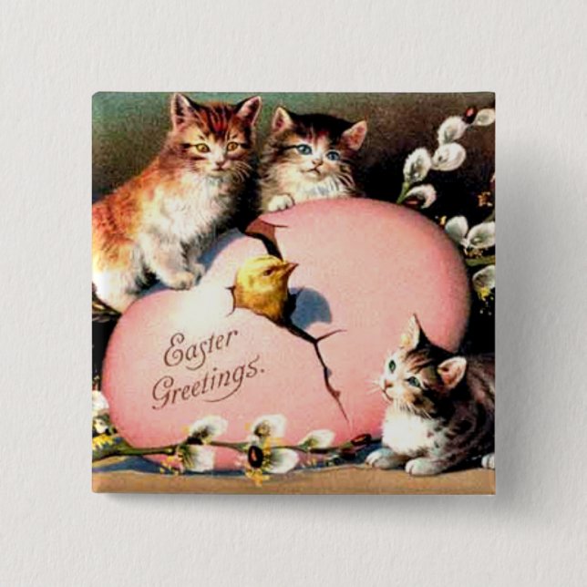 Vintag - Ostergruß Button (Vorderseite)