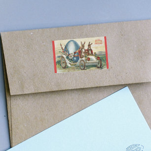 Vintag Ostergruß Kaninchen Antikes Autogi Rechteckiger Aufkleber