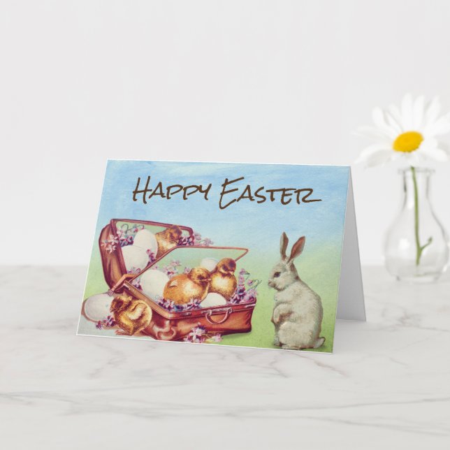 Vintag Osterhase Karte (Kleine Pflanze)