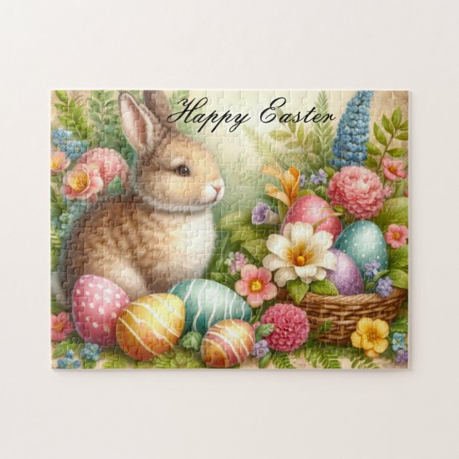 Vintag Osterhase mit Eiern Puzzle (Horizontal)
