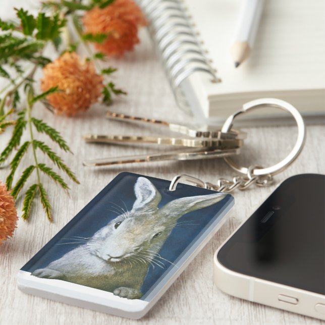 Vintag Osterhase, Niedliches Furtweinkaninchen Schlüsselanhänger (Vorderseite rechts)