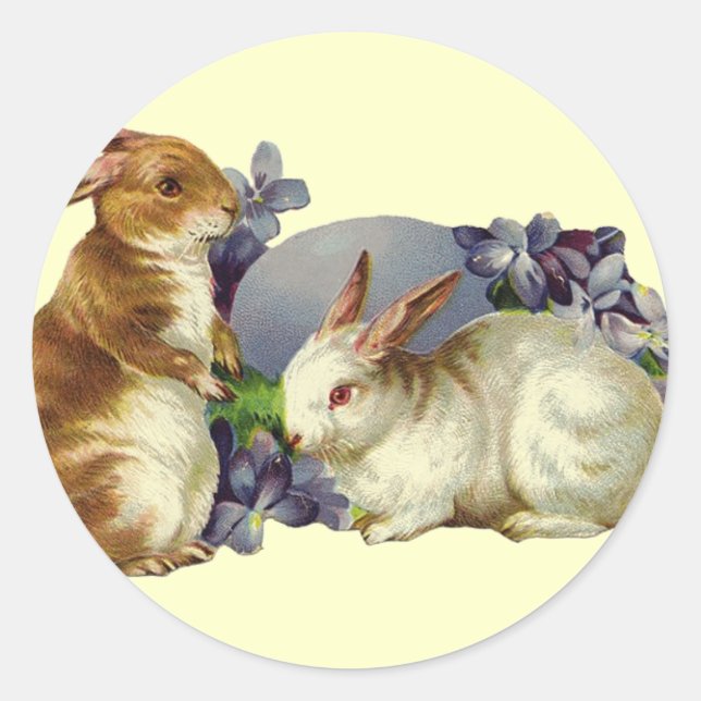 Vintag Osterhase Runder Aufkleber (Vorderseite)