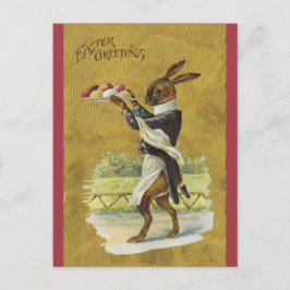 Vintag Osterhase serviert Eier Postkarte