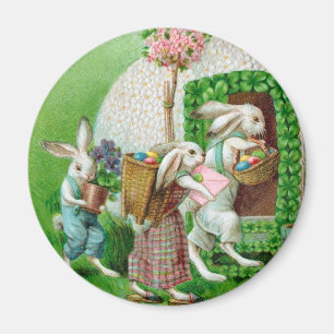 Vintag Osterhase und Ostereiergarten Magnet