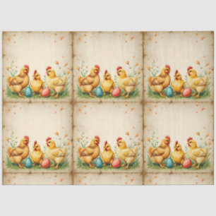 Vintag Ostern 3 Kleine Hühnerferien-Sammlung Seidenpapier
