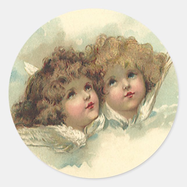 Vintag Ostern, Angeln Wolken im Himmel Runder Aufkleber (Vorderseite)