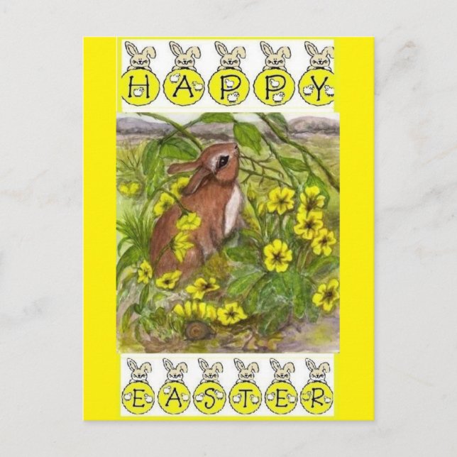 Vintag Ostern Bunny Postcard Feiertagspostkarte (Vorderseite)