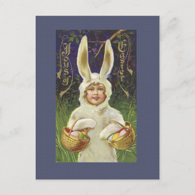 Vintag Ostern Bunny Postcard Feiertagspostkarte (Vorderseite)