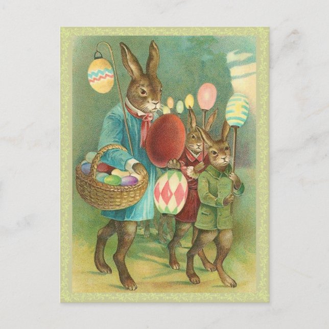 Vintag Ostern Bunny Postcard Feiertagspostkarte (Vorderseite)