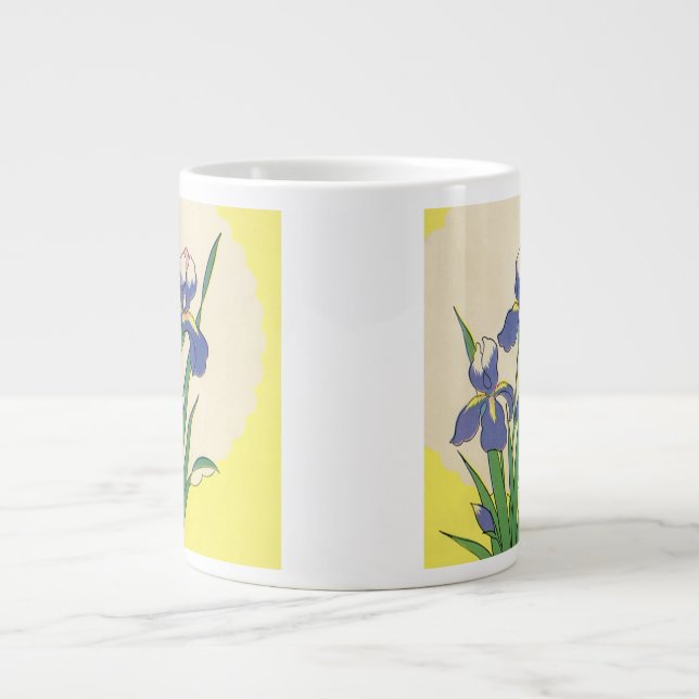 Vintag Ostern, Lila Garten Iris Blume Jumbo-Tasse (Vorderseite)