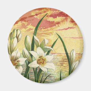 Vintag Ostern Lilies Sunrise und Viktorianische En Magnet