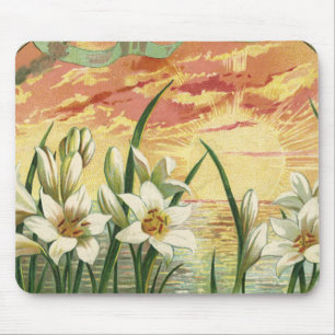 Vintag Ostern Lilies Sunrise und Viktorianische En Mousepad