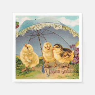 Vintag Ostern Niedliche Küken unter dem Sonnenschi Serviette