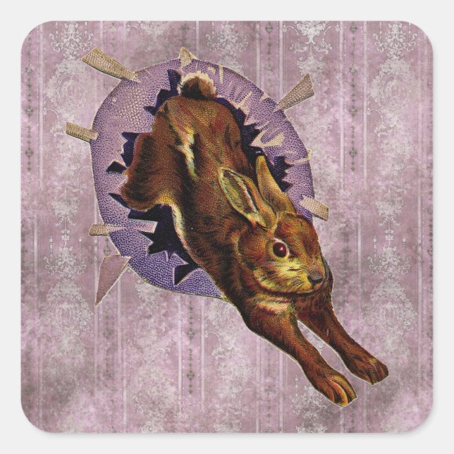Vintag Ostern Quadratischer Aufkleber (Vorderseite)