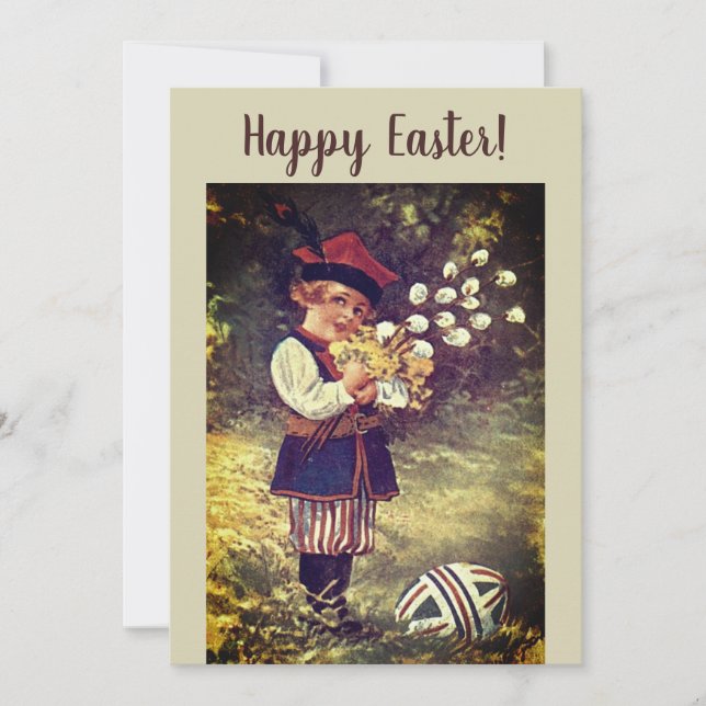 Vintag Ostern Retro Floral Religiös Einladung (Vorderseite)