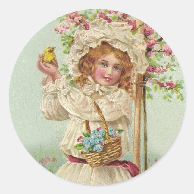 Vintag Ostern Runder Aufkleber (Vorderseite)