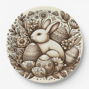 Vintag Ostern Sonnige Blume & Eier 1. Geburtstag Pappteller