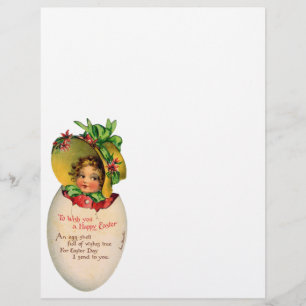 Vintag Ostern, Viktorianisches Kind in einem Ei Flyer