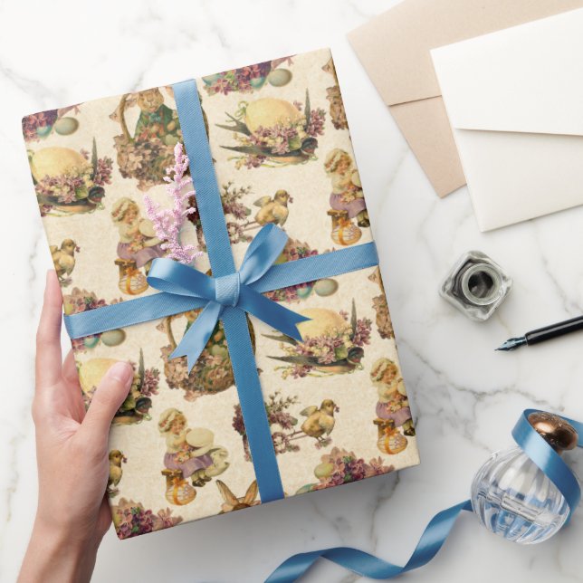 Vintag Osterpackung und Party für Mädchen Geschenkpapier (Schenken)