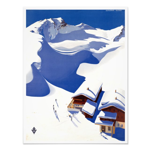 Vintag-Österreich-Skifahrerplakat Fotodruck (Vorne)