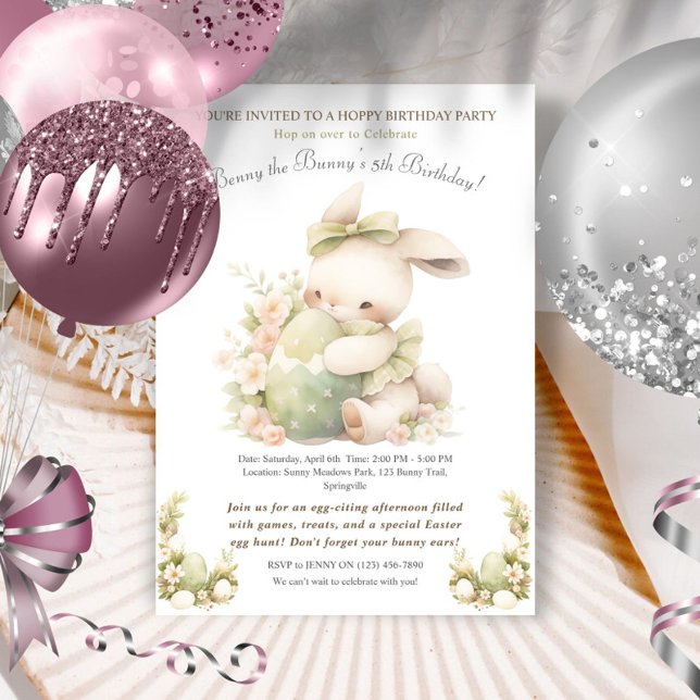 Vintag Ostersonntag Einladung (Easter Bunny Birthday Invitation – For Boys & Girls
Hop into the cutest birthday celebration)
