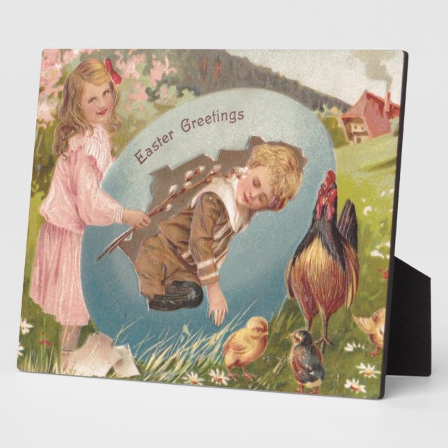 Vintag-OsterViktorianische Girl & Boy Fotoplatte (Seite)