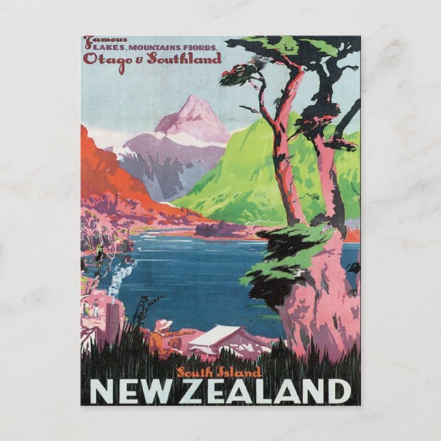 Vintag Otago Neuseeland Postkarte (Vorderseite)