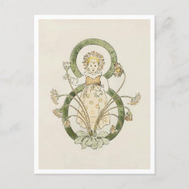 Vintag Ottilia Adelborg Blumennummer - 8 Postkarte