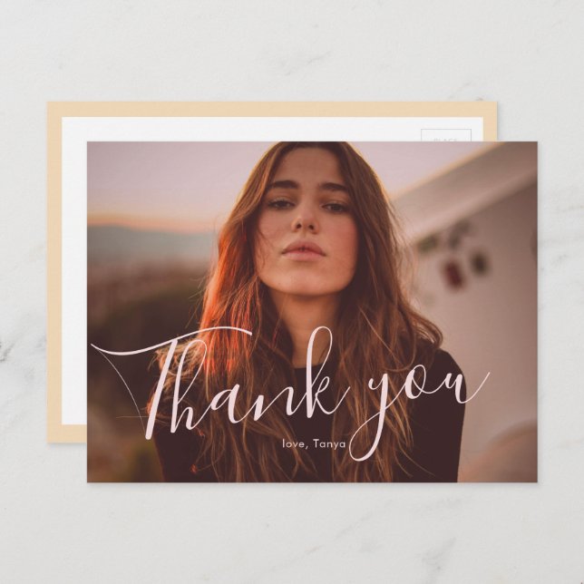 Vintag Overlay 1 Abschluss Vielen Dank Postkarte (Vorne/Hinten)