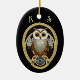 Vintag Owl - Art-Déco-Motiv der 30er Jahre - zwei Keramik Ornament