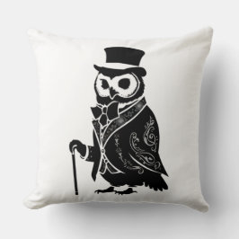 Vintag Owl Gentleman Silhouette Kissen