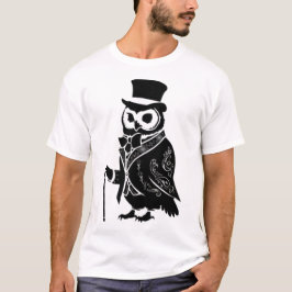 Vintag Owl Gentleman Silhouette T-Shirt