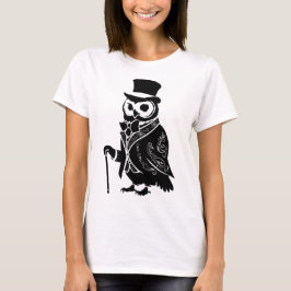 Vintag Owl Gentleman Silhouette T-Shirt